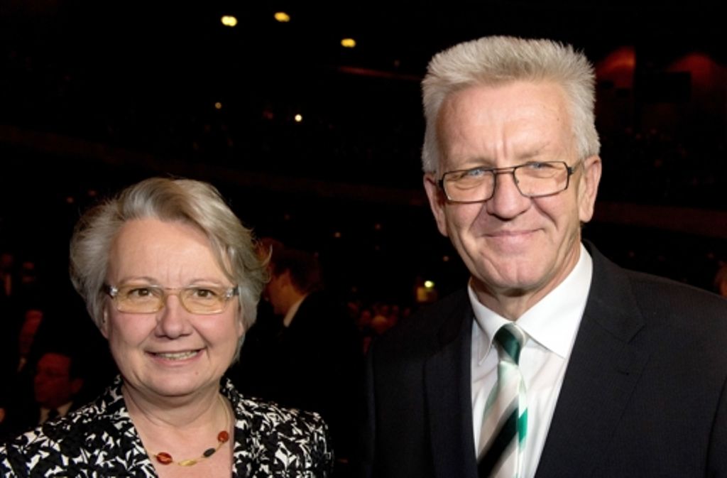 Bundesbildungsministerin Annette Schavan (CDU) mit Winfried Kretschmann (Grüne)