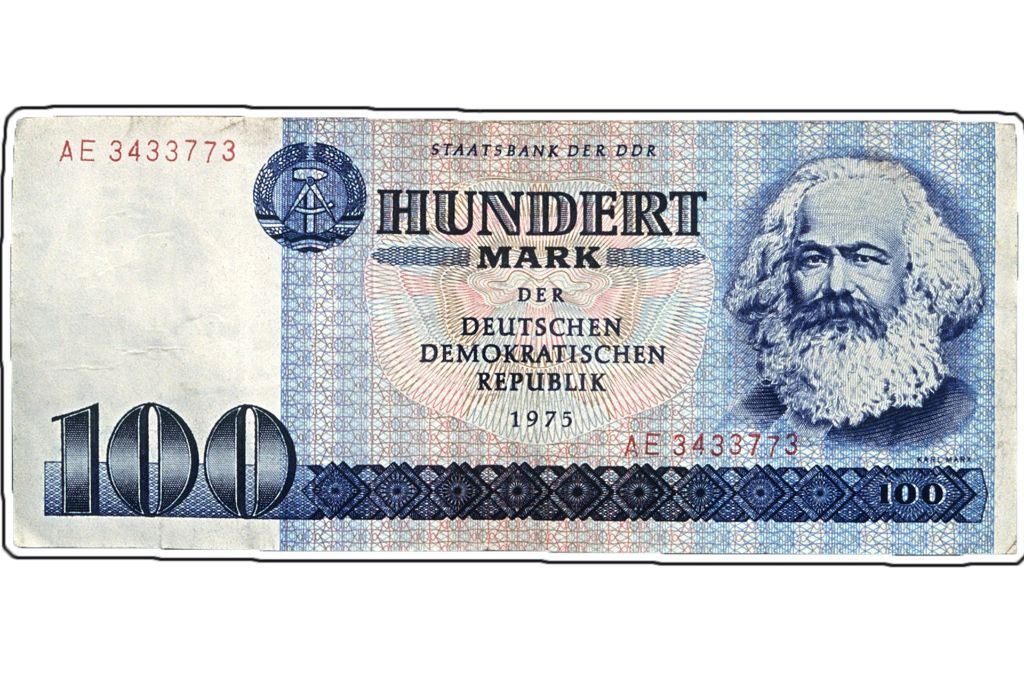 Antikapitalist auf Geldschein: 100-Mark-Banknote der DDR.