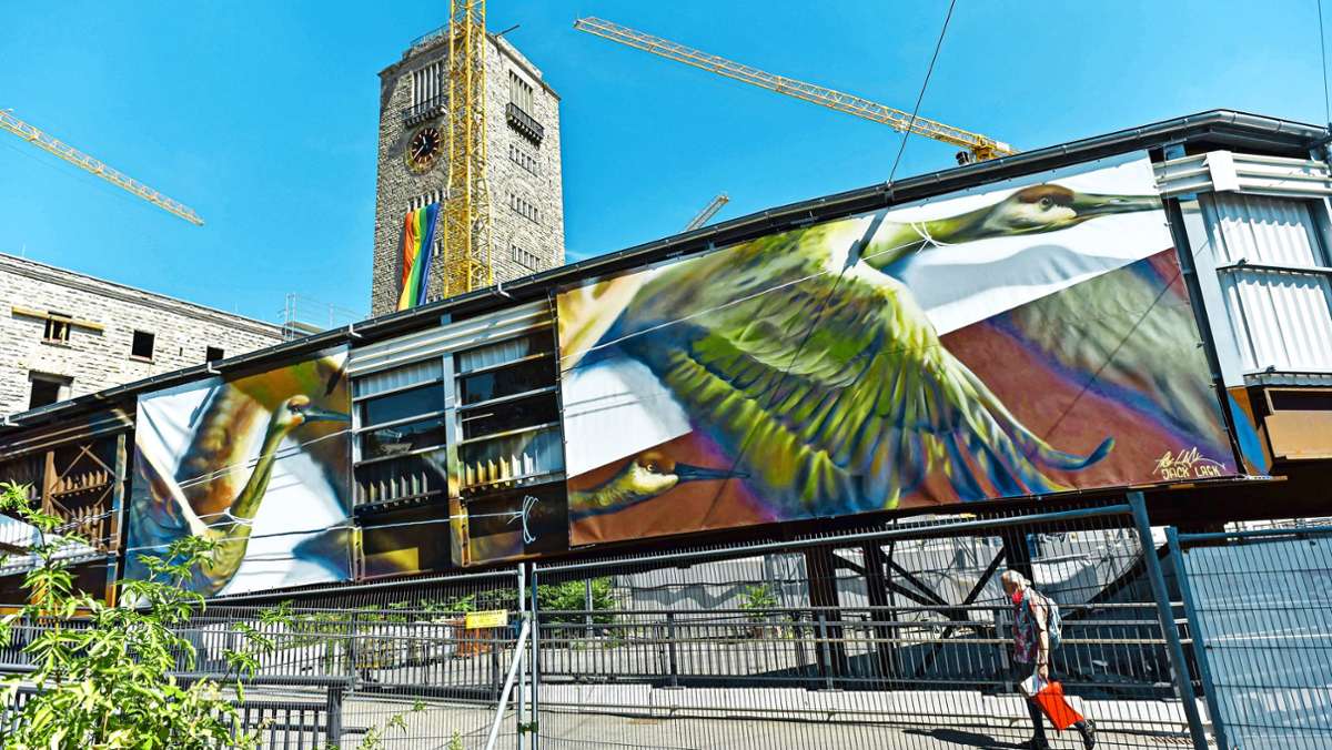 Wieder Graffiti-Kunst am Stuttgarter Hauptbahnhof: Bunte  Lichtblicke   im Baustellen-Grau