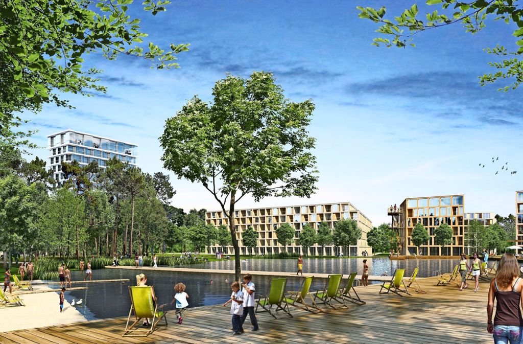 So könnte es auf dem Eiermann-Campus einmal aussehen. Baubeginn soll 2020 sein. Foto: Steidle Architekten und Realgrün Landschaftsarchitekten