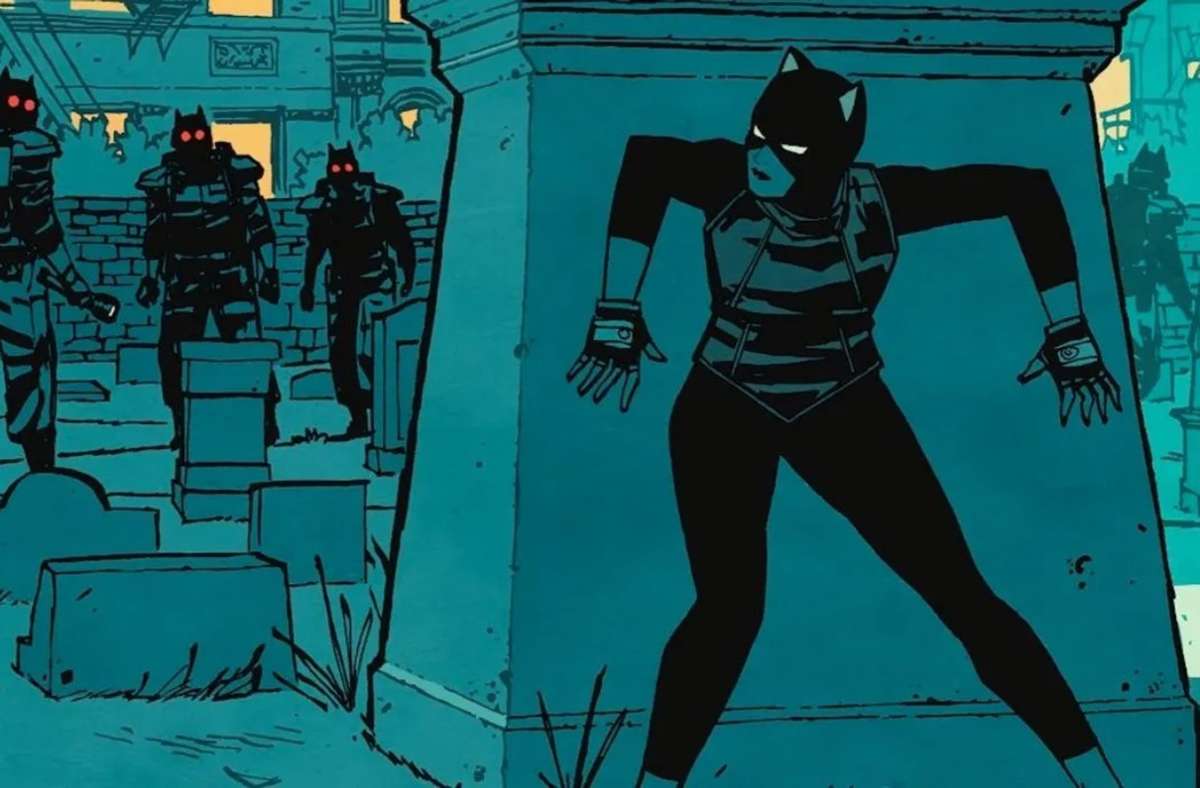 Cliff Chiangs Catwoman ist nicht mehr die Schnellste. Und Gothams Elitepolizisten heißen jetzt Batcops und sind sehr ernst zu nehmen. Foto: Panini/Cliff Chiang