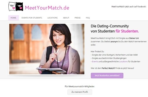 Seit Mai gibt es eine Single-Börse an Stuttgarter Universitäten von Studenten für Studenten. Die Dating-Website will fachübergreifend Hilfestellung bei der Partnersuche leisten. Foto: MeetYourMatch.de