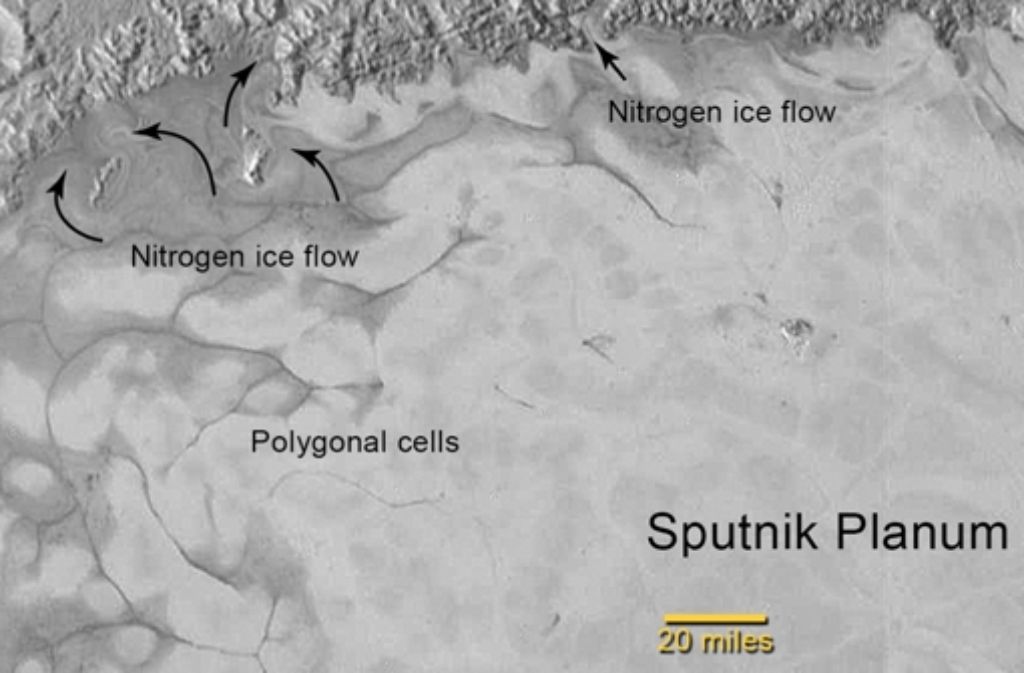 Ein Gletscherfelder auf dem Pluto. In einer Bildergalerie zeigen wir weitere neue Aufnahmen der Raumsonde New Horizons und erläutern, was die Nasa-Forscher darauf erkennen können.