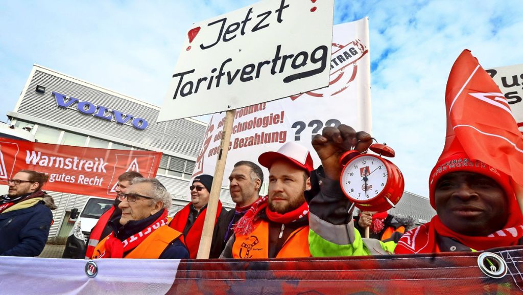 Streik bei Volvo in Korntal-Münchingen: Kfz-Beschäftigte wollen gleich behandelt werden