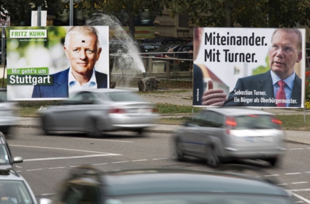 Wahlplakate von Fritz Kuhn und Sebastian Turner Foto: Steiner