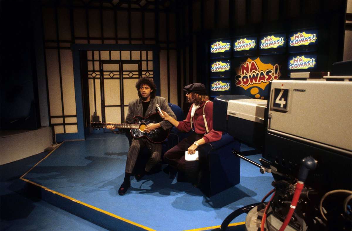 Geldof 1986 mit dem TV-Moderator Tomas Gottschalk in dessen Show „Na sowas!“