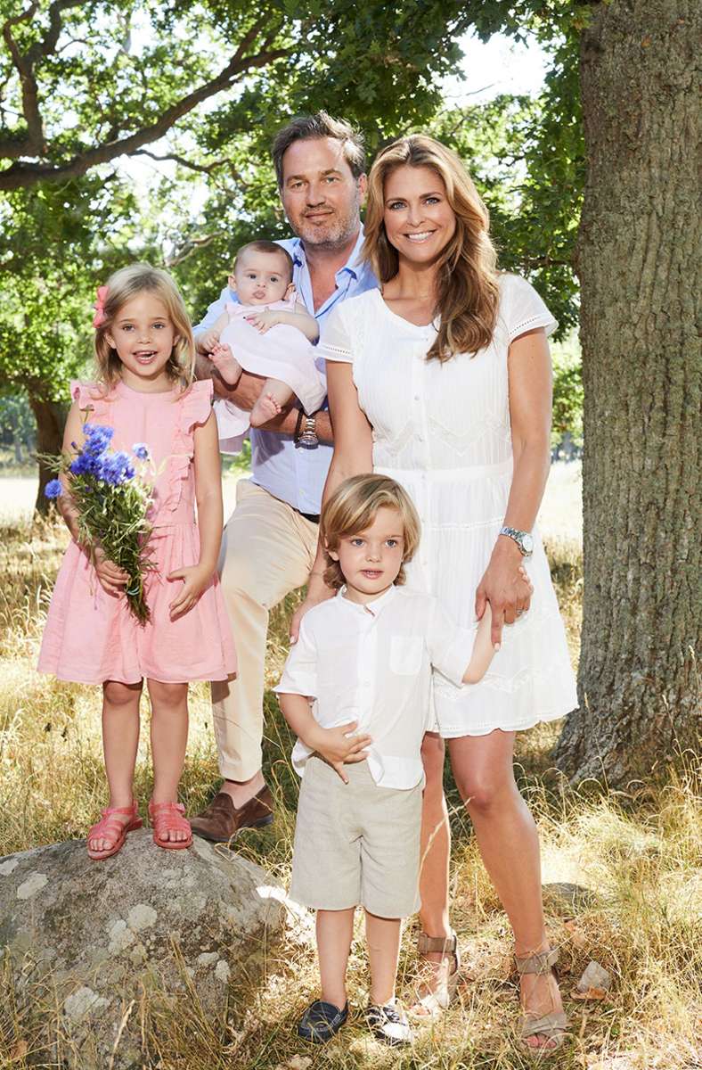Sie leben inzwischen in den USA: Prinzessin Madeleine, ihr Mann Chris O’Neill und ihre Kinder Leonor, Nicolas und Adrienne (Foto aus dem Jahr 2018)