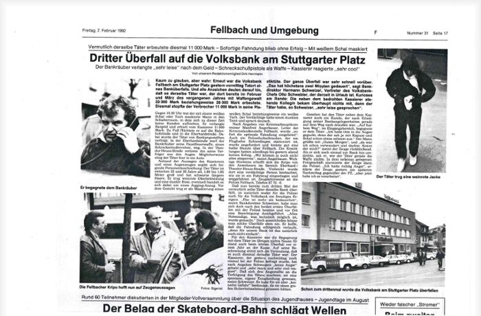 Volksbank in Fellbach: Als der Bankräuber den Revolver zückte