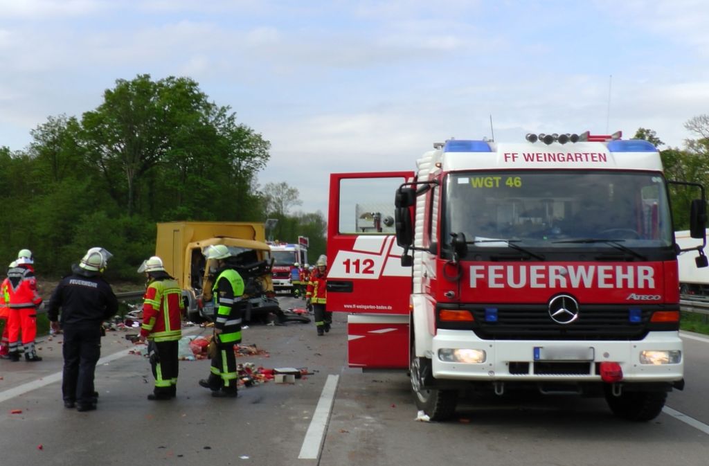 Auch auf der A5 bei Karlsruhe hat sich am Dienstagmorgen ein schwerer Unfall mit sechs beteiligten Fahrzeugen zugetragen.