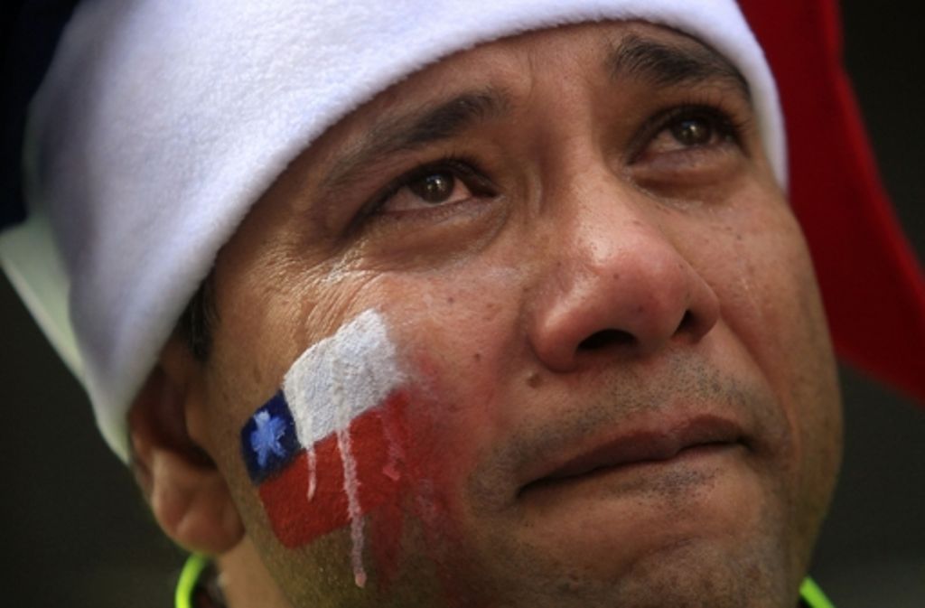 Bei diesem chilenischen Fan kullerten die Tränen nach der Achtelfinalniederlage gegen Brasilien.