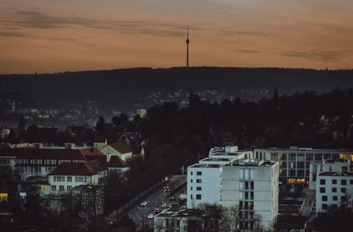 Stuttgart nach Sonnenuntergang