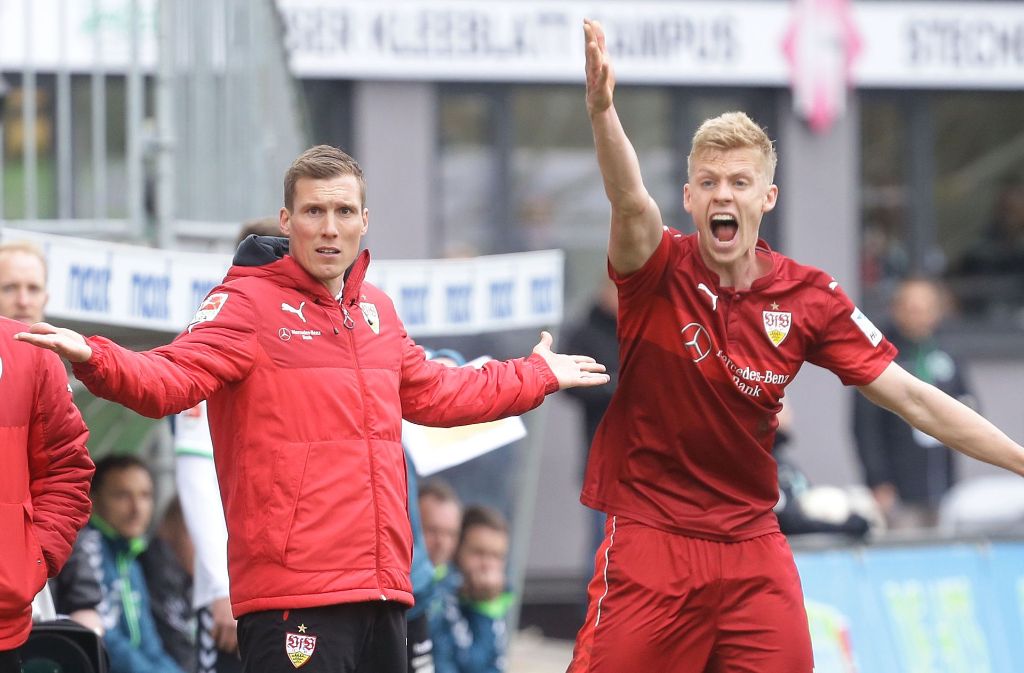 VfB-Trainer Hannes Wolf (links) und Timo Baumgartl