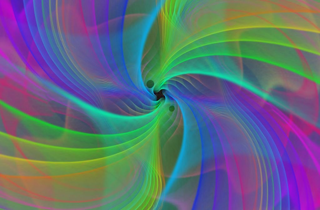 Numerische Simulationen visualisieren, wie zwei Schwarze Löcher verschmelzen – unter Abstrahlung von Gravitationswellen