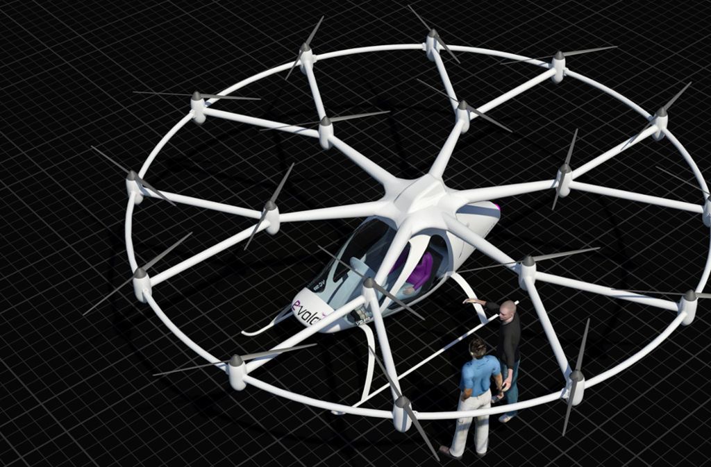 Der Volocopter, ein elektrisch angetriebenes Flugtaxi