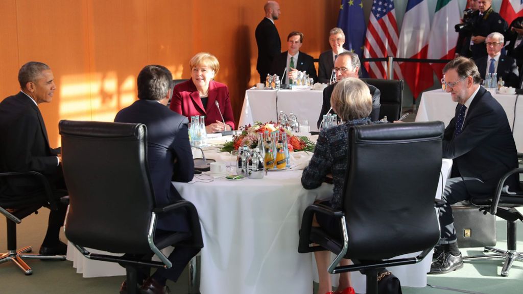 Obama bei Merkel in Berlin: Sechser-Gruppe trifft sich im Kanzleramt