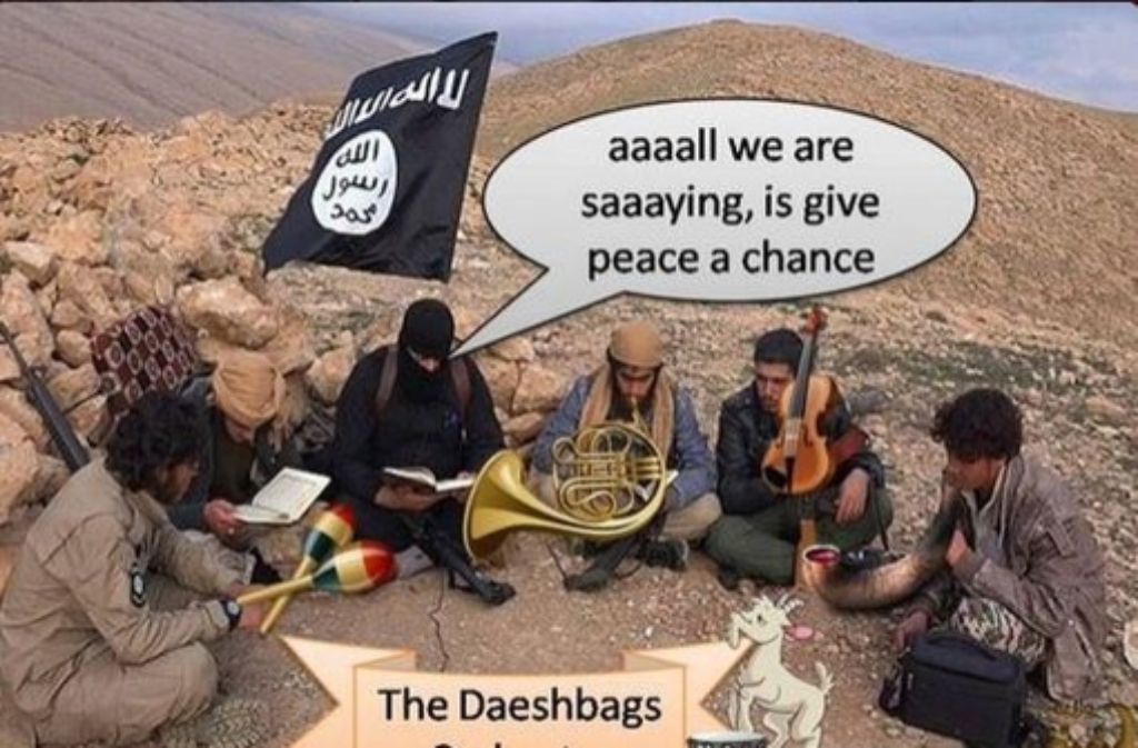 „Give Peace a Chance“ – Diesen mutmaßlichen IS-Kämpfern wird der John-Lennon-Song in den Mund gelegt.