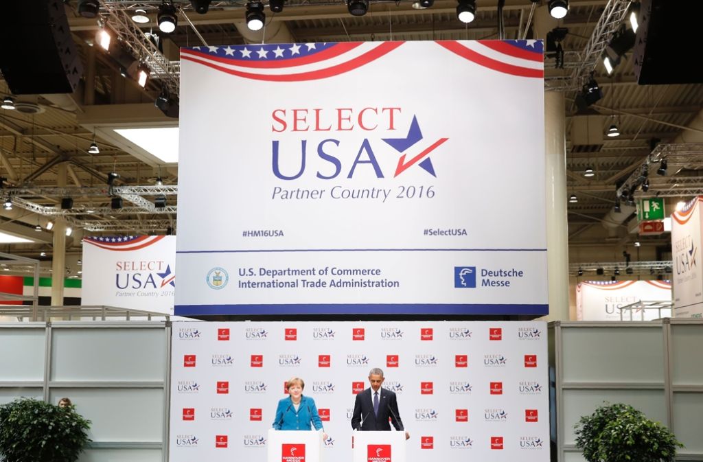 Die Kanzlerin und der US-Präsident während der Pressekonferenz in Hannover.