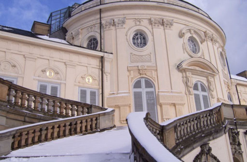 Dem Schloss Solitude in Stuttgart-West verlieh der Schnee eine ganz besondere Atmosphäre.