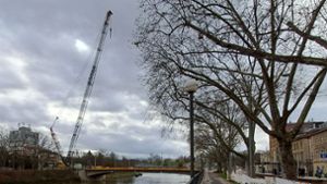 Rückbau der Rosensteinbrücke: Der Riesenkran steht