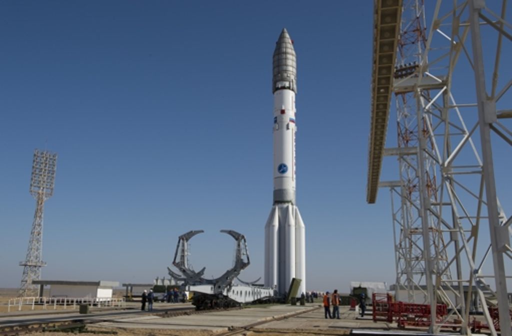 Die Proton-M-Rakete auf Weltraumbahnhof.