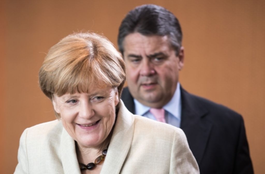 Bundeskanzlerin Angela Merkel und Vizekanzler Sigmar Gabriel bei der Kabinettssitzung. Foto: dpa
