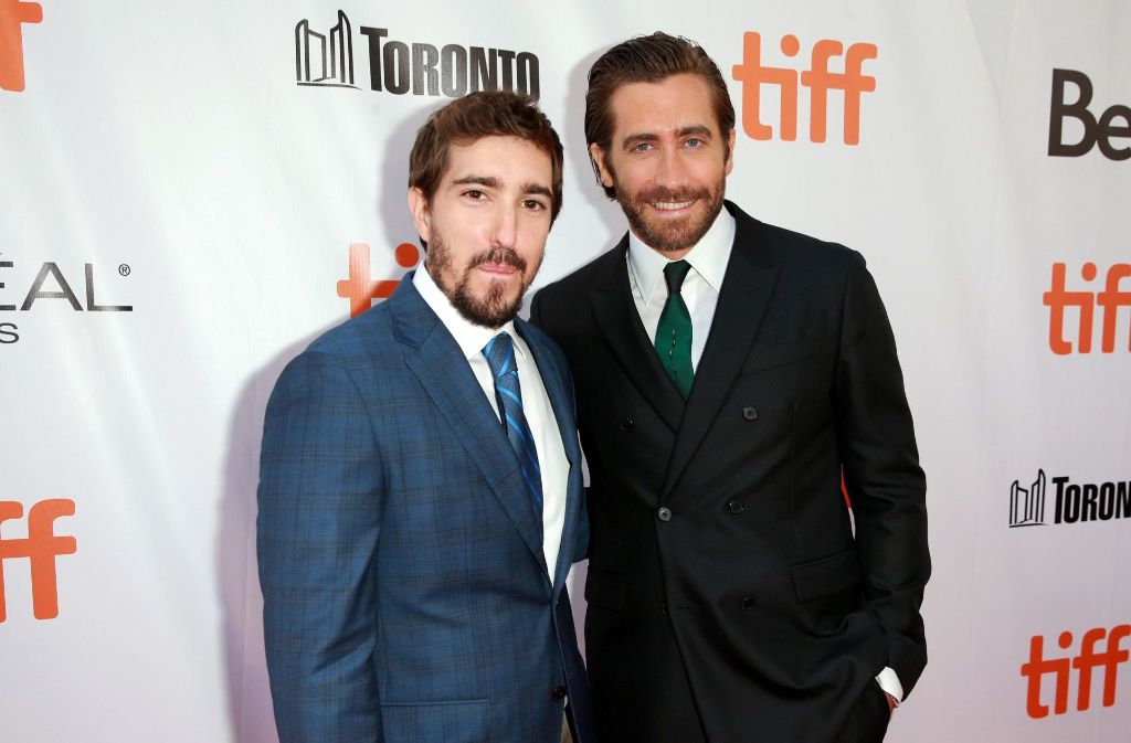 Jeff Bauman (links) und Jake Gyllenhaal bei der Premiere von „Stronger“.