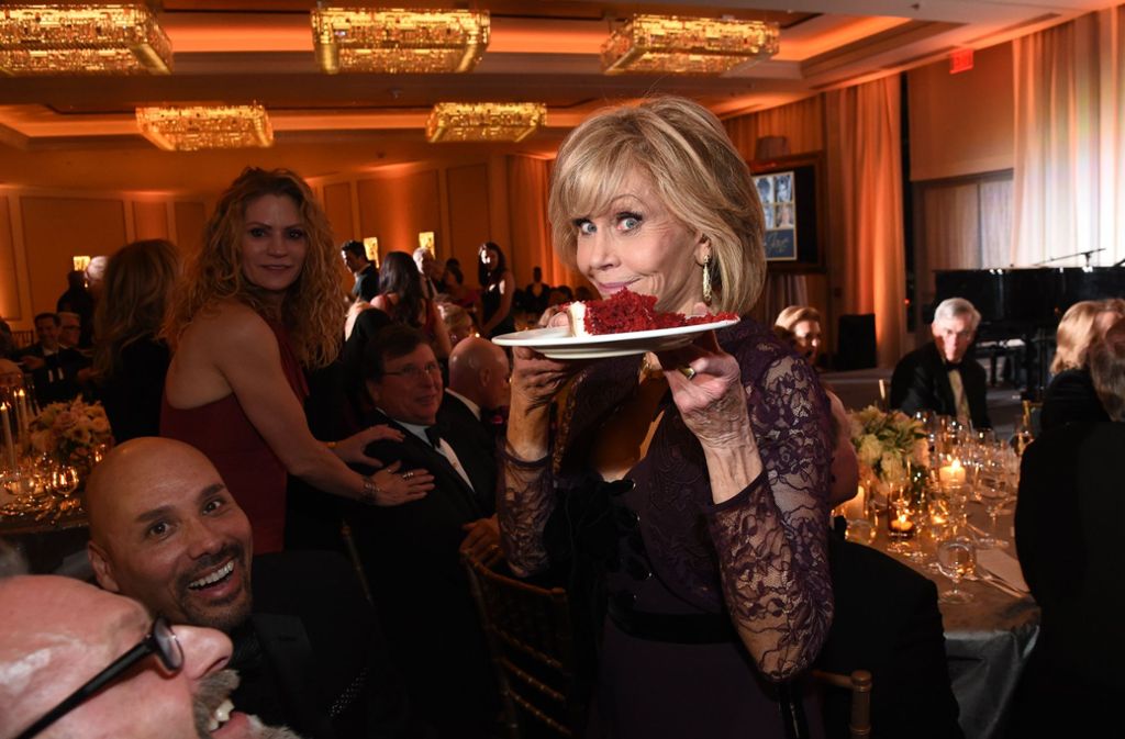 Jane Fonda feiert am in Atlanta (USA) bei der Spenden-Gala unter dem Motto „Acht Jahrzehnte von Jane“ ihren 80. Geburtstag vor.