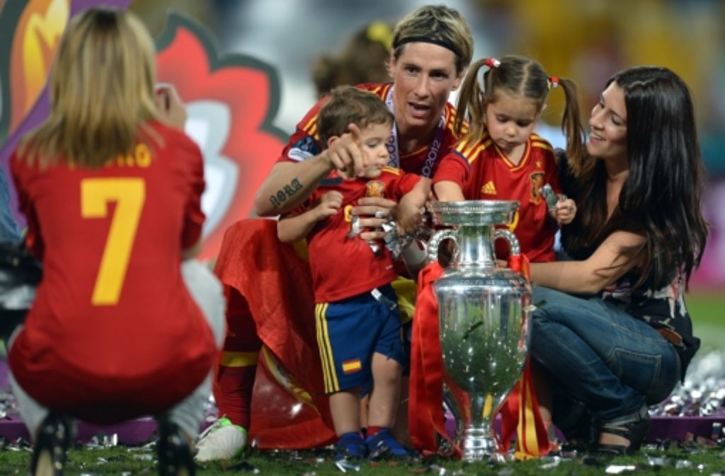 Die spanischen Spieler feierten den Sieg mit ihren Familien.