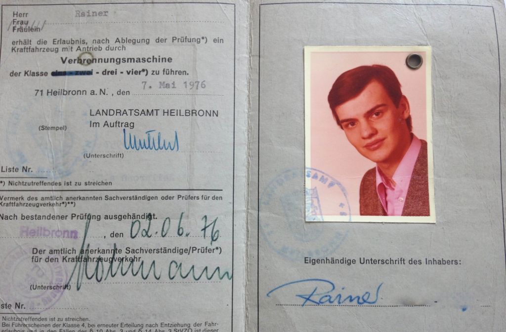 Rainer G. hat seinen Führerschein 1976 in Heilbronn gemacht.