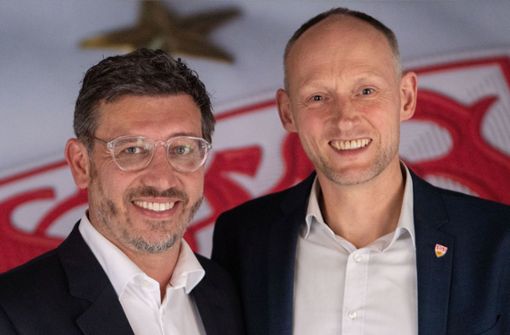Zwei kritische Köpfe, ein Ziel: Christian Riethmüller (rechts) und Claus Vogt wollen VfB-Präsident werden. Foto: dpa