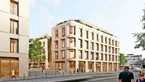 Kaufhof-Areal in Stuttgart-Bad Cannstatt: Der Neubau am Wilhelmsplatz wird einen Stock höher