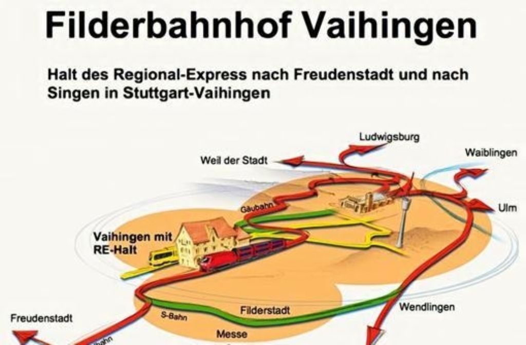 Das Bündnis Filderbahnhof Vaihingen setzt sich für einen Regional-Express-Halt ein. Mit diesem Schaubild werben sie für ihre Idee.