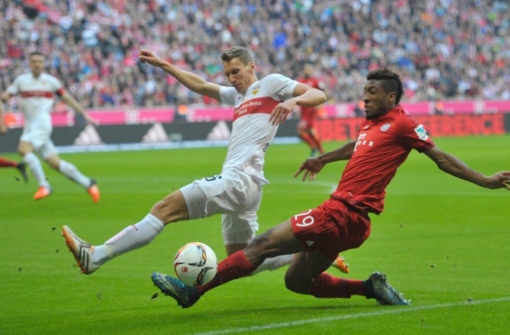 Die Abwehr des VfB hatte dem Angriffswirbel der Bayern nur selten etwas entgegenzusetzen.