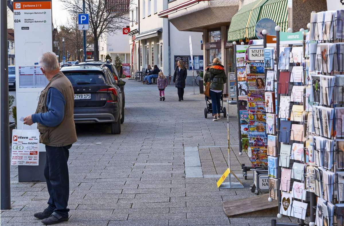 In der Ditzinger Kernstadt konzentriert sich der Einzelhandel. Doch es fehlt beispielsweise ein Bioladen. Foto: Jürgen Bach