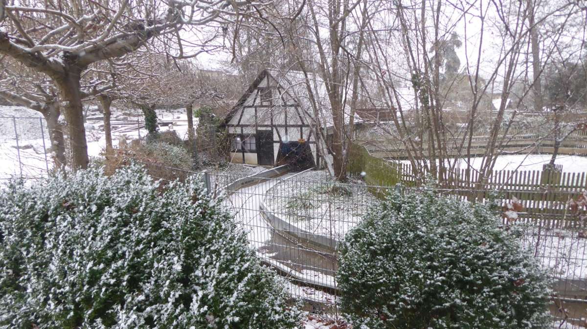 Der Märchenbach, hier winterlich leer, ist undicht.