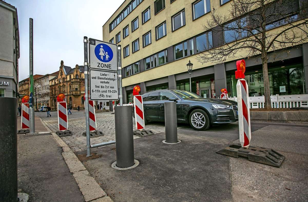 Die Einfahrt in die Ritterstraße in Esslingen ist nur Fahrzeugen mit einer Ausnahmegenehmigung gestattet.