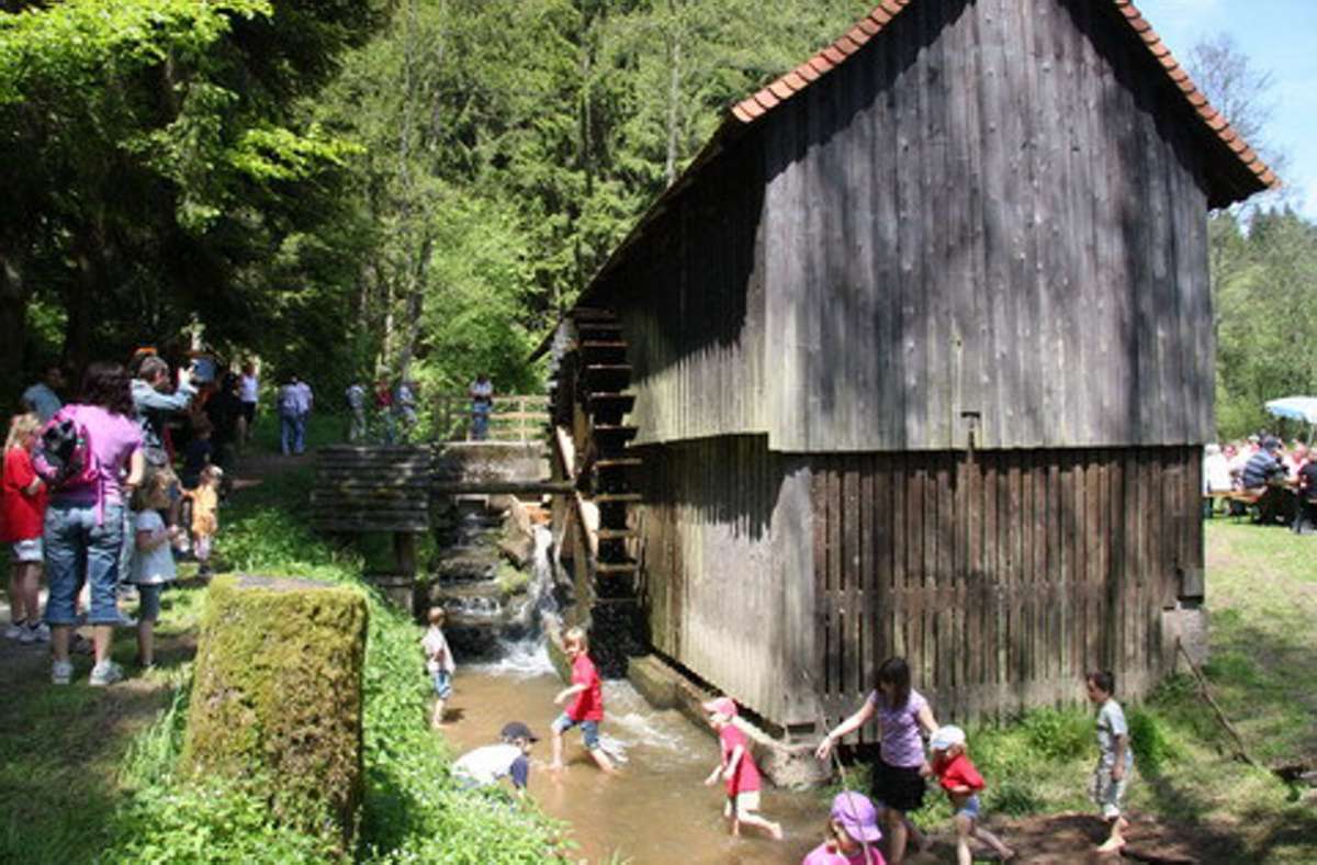 Auf dem Grillplatz Hummelgautsche in der Gemeinde Alfdorf gibt es Wasserspaß für die Kleinen.
