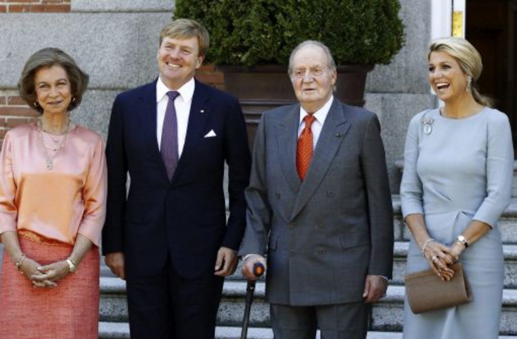 Auch König Juan Carlos (75, zweiter von rechts) und Königin Sophia (74, links) trafen Willem-Alexander (46) und Máxima (42).