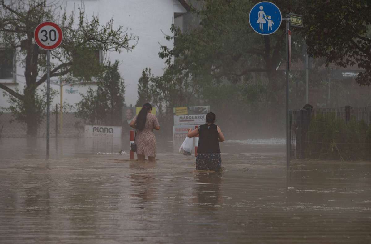 In Kirchheim/Teck sorgte Starkregen für starke Überflutungen.