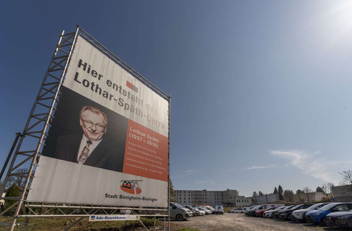Konterfei des Namensgebers für das neue Baugebiet: Lothar Späth war in den 60er Jahren Bürgermeister in Bietigheim.