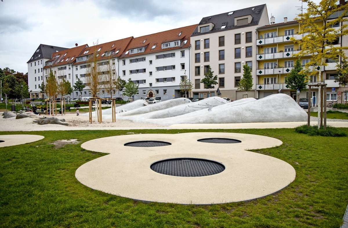 Noch neu und mit ungewöhnlichen Formen: der Spielplatz auf dem Olga-Areal im Stuttgarter Westen