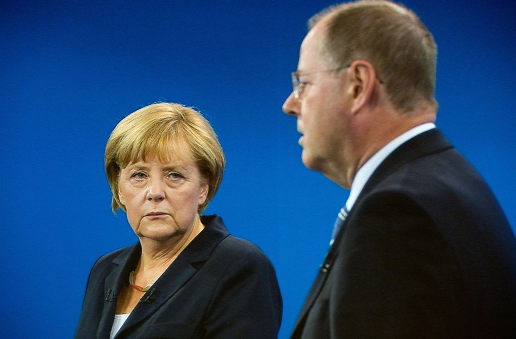 Ein Mal trifft sie im Wahlkampf direkt auf ihren Herausforderer Peer Steinbrück. Es ist das dritte TV-Duell für die Kanzlerin.