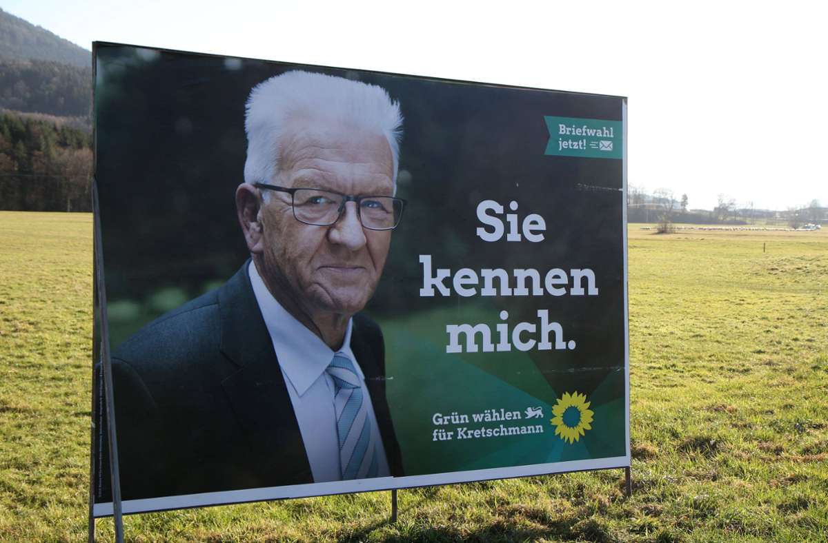 Grünen-Wahlplakat mit Kretschmann.