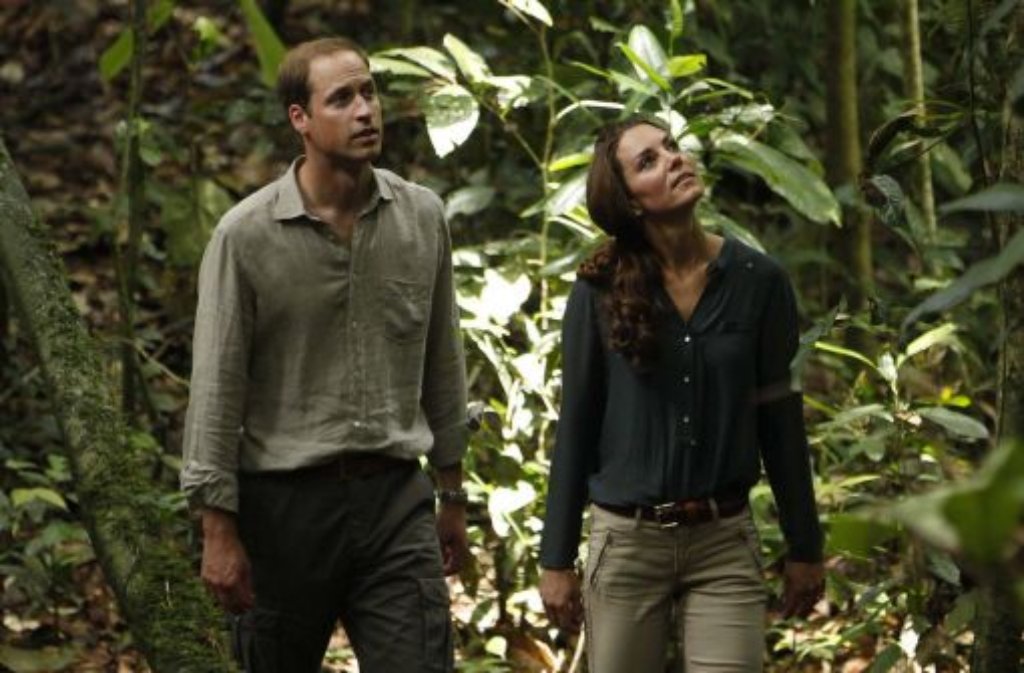 Kate und William im Regenwald im Danum-Tal in der Provinz Sabah auf Borneo.