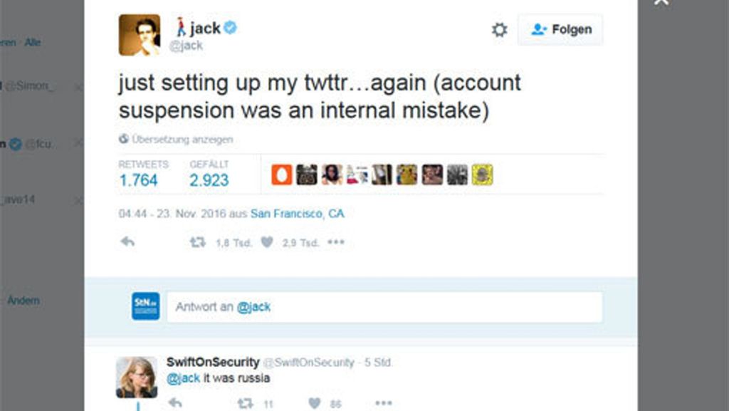Account @jack: Twitter sperrt kurzzeitig eigenen Chef
