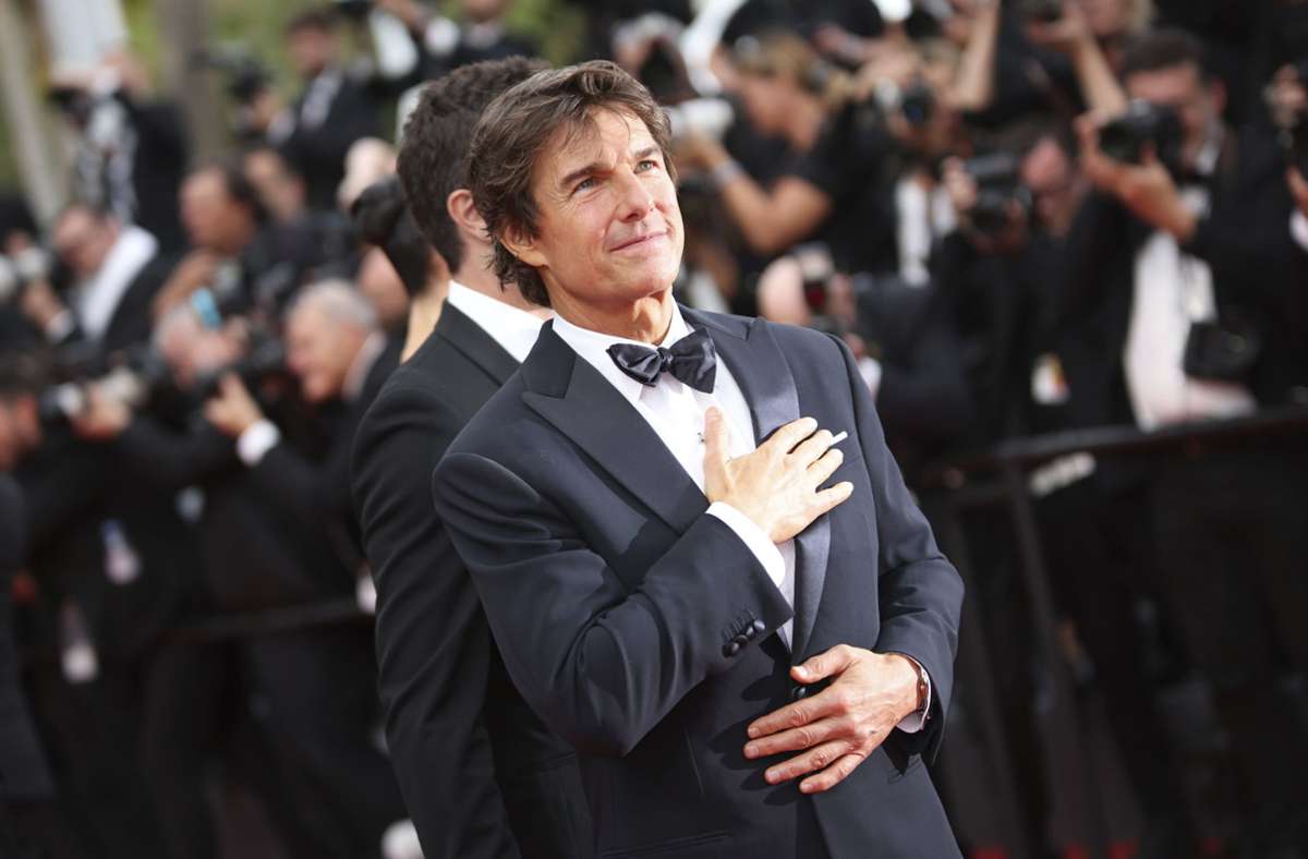 Topstar Tom Cruise  sorgte für großen Rummel und präsentierte seinen neuen Film „Top Gun: Maverick“ . Foto: dpa/Vianney Le Caer