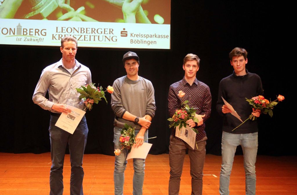 Die LKZ-Sportler des Jahres: Harald Maisch (Sieger), Janosch Kowalczyk (3.), Jonathan Vetter (4.) und Benedict Kurz (5.) (von links)