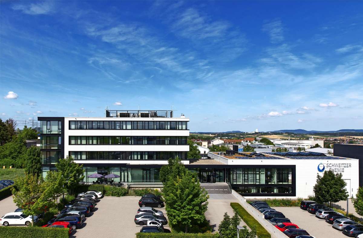 Die Firmenzentrale von Schweitzer-Chemie in Freiberg am Neckar.