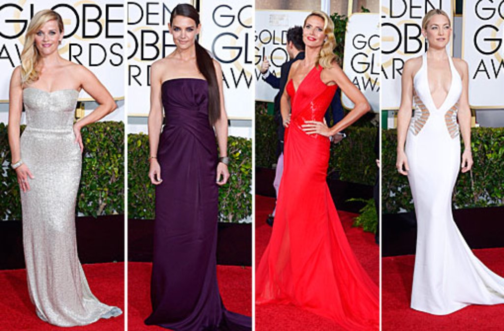 Auch modisch gelten die Golden Globes als Testlauf für die Oscars: Reese Witherspoon, Katie Holmes, Heidi Klum und Kate Hudson (von links).