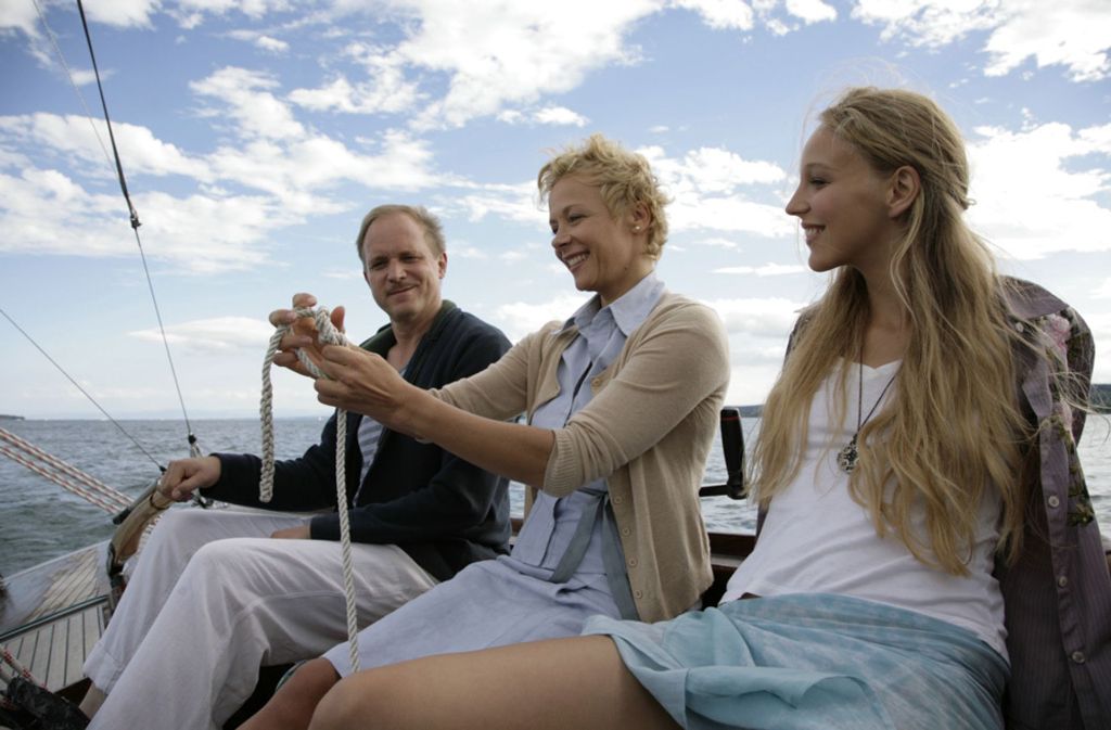 Petra Schmitdt-Schaller (rechts) in der Literaturverfilmung „Ein fliehendes Pferd“ (mit Katja Riemann und Ulrich Tukur)